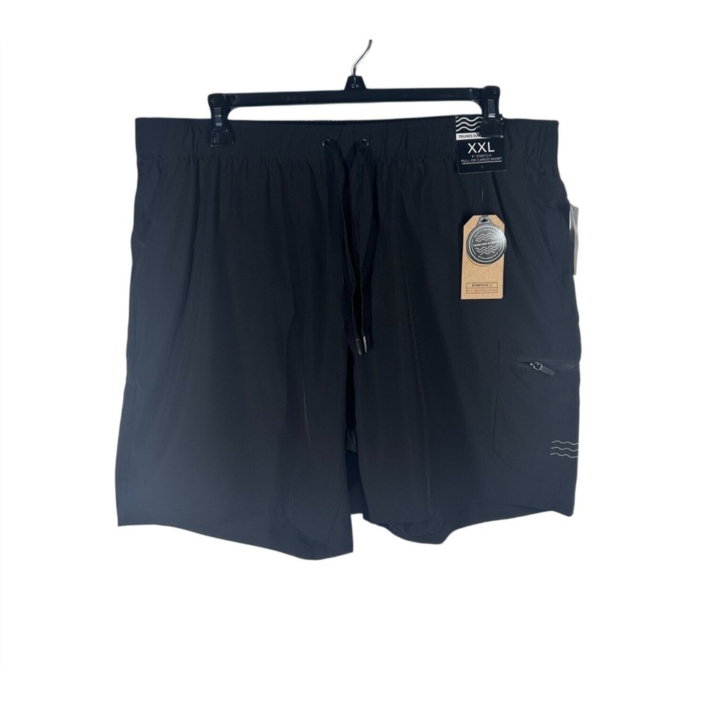 Trunks Surf & Swim Co Mens‎ XXL Black 9 Inch Stretch Pull-On Cargo Shorts NWT